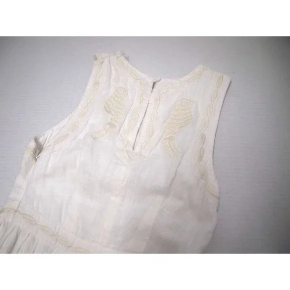 Free People Womens Womens Dress 0 White Birds of A Feather Embroidered Fit Flare - Picture 7 of 8